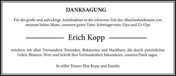 Traueranzeige von Erich Kopp von Mitteldeutsche Zeitung Halle/Saalkreis