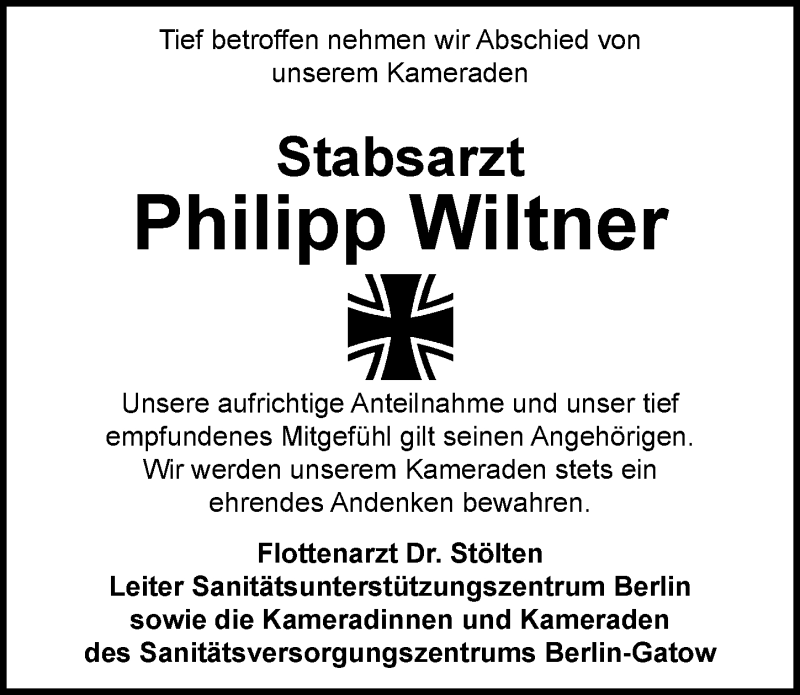  Traueranzeige für Philipp Wiltner vom 21.07.2017 aus Mitteldeutsche Zeitung Köthen