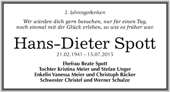 Traueranzeige von Hans-Dieter Spott von Mitteldeutsche Zeitung Halle/Saalkreis