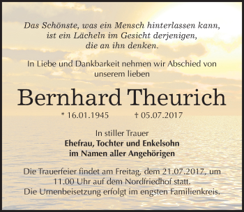 Traueranzeige von Bernhard Theurich von Mitteldeutsche Zeitung Halle/Saalkreis