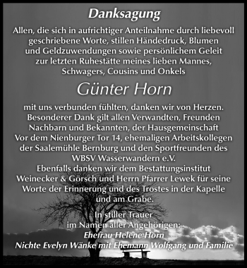 Traueranzeige von Günter Horn von Mitteldeutsche Zeitung Bernburg