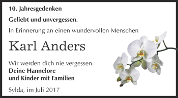 Traueranzeige von Karl Anders von Super Sonntag Aschersleben
