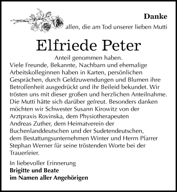 Traueranzeige von Elfriede Peter von Mitteldeutsche Zeitung Bitterfeld