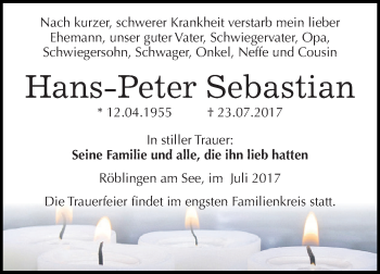 Traueranzeige von Hans-Peter Sebastian von Super Sonntag SGH Mansf. Land