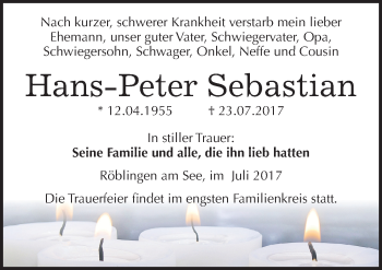 Traueranzeige von Hans-Peter Sebastian von Mitteldeutsche Zeitung Mansfelder Land