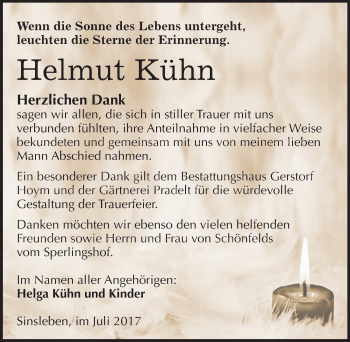 Traueranzeige von Helmut Kühn von Mitteldeutsche Zeitung Quedlinburg
