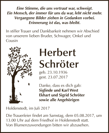 Traueranzeige von Herbert Schröter von Super Sonntag SGH Mansf. Land