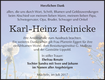 Traueranzeige von Karl-Heinz Reinicke von Mitteldeutsche Zeitung Merseburg/Querfurt