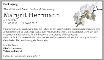 Traueranzeige von Margrit Herrmann von Super Sonntag SGH Mansf. Land