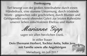 Traueranzeige von Marianne Gipp von Mitteldeutsche Zeitung Merseburg/Querfurt