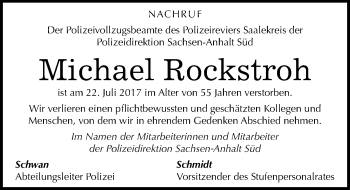 Traueranzeige von Michael Rockstroh von Mitteldeutsche Zeitung Halle/Saalkreis