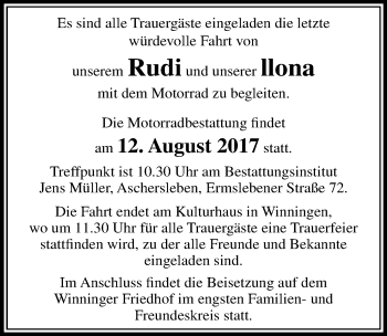 Traueranzeige von Rudi und Ilona  von Mitteldeutsche Zeitung Aschersleben