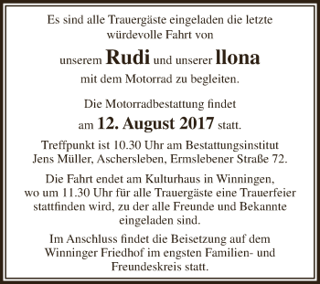 Traueranzeige von Rudi und Ilona  von Super Sonntag Aschersleben