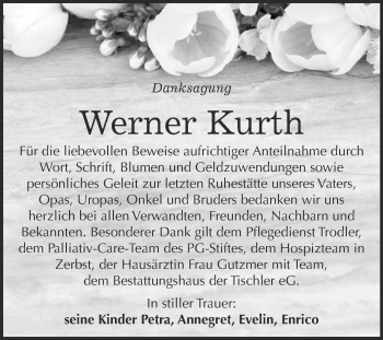Traueranzeige von Werner Kurth von Super Sonntag Wittenberg