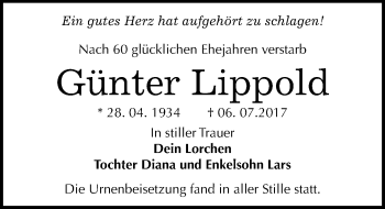 Traueranzeige von Günter Lippold von Mitteldeutsche Zeitung Halle/Saalkreis