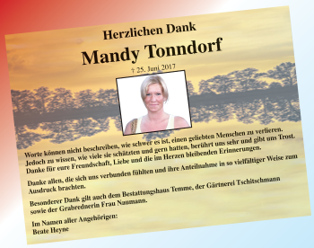 Traueranzeige von Mandy Tonndorf von Mitteldeutsche Zeitung Bitterfeld