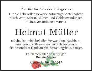 Traueranzeige von Helmut Müller von Super Sonntag Quedlinburg