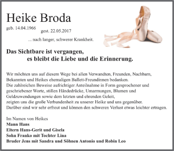 Traueranzeige von Heike Broda von Mitteldeutsche Zeitung Merseburg/Querfurt