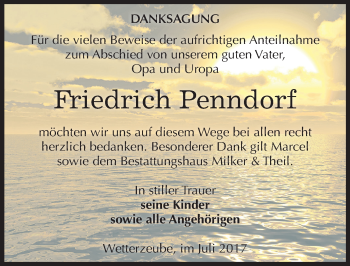 Traueranzeige von Friedrich Penndorf von Mitteldeutsche Zeitung Zeitz