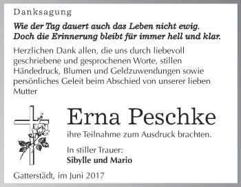 Traueranzeige von Erna Peschke von Super Sonntag Merseburg