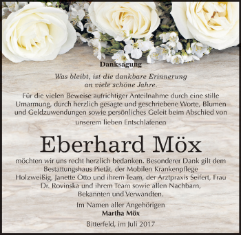 Traueranzeige von Eberhard Möx von Mitteldeutsche Zeitung Bitterfeld