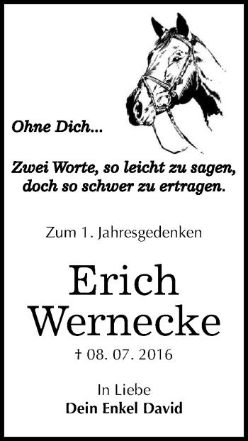 Traueranzeige von Erich Wernecke von Mitteldeutsche Zeitung Köthen