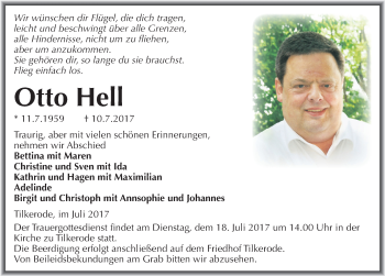 Traueranzeige von Otto Hell von Mitteldeutsche Zeitung Mansfelder Land