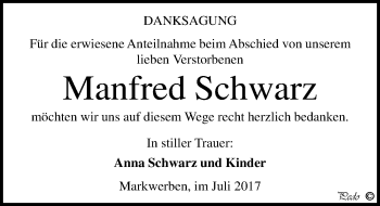 Traueranzeige von Manfred Schwarz von Mitteldeutsche Zeitung Weißenfels