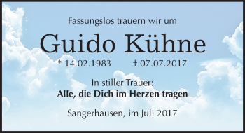 Traueranzeige von Guido Kühne von Mitteldeutsche Zeitung Sangerhausen
