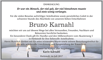 Traueranzeige von Bruno Karnahl von Wochenspiegel Mansfelder Land