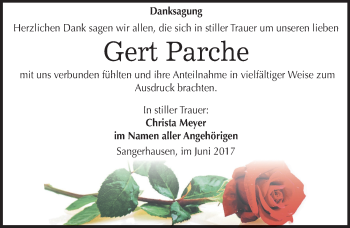 Traueranzeige von Gert Parche von Mitteldeutsche Zeitung Sangerhausen