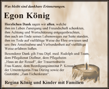 Traueranzeige von Egon König von Mitteldeutsche Zeitung Dessau-Roßlau
