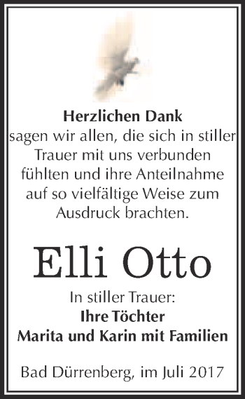 Traueranzeige von Elli Otto von Super Sonntag Merseburg