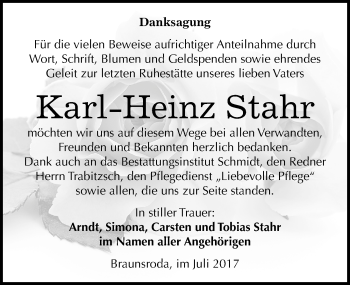 Traueranzeige von Karl-Heinz Stahr von Mitteldeutsche Zeitung Naumburg/Nebra