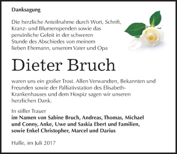 Traueranzeige von Dieter Bruch von Mitteldeutsche Zeitung Halle/Saalkreis