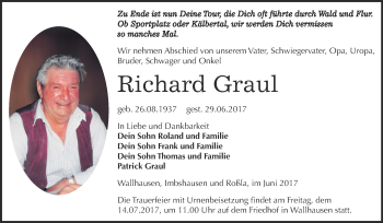 Traueranzeige von Richard Graul von Super Sonntag SGH Mansf. Land