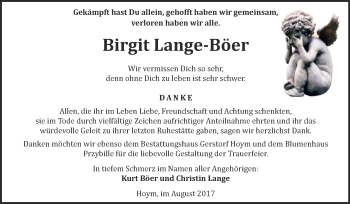 Traueranzeige von Birgit Lange-Böer von Super Sonntag Aschersleben