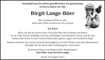 Traueranzeige von Birgit Lange-Böer von Mitteldeutsche Zeitung Aschersleben