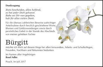 Traueranzeige von Bürgitt Wendel von Mitteldeutsche Zeitung Bitterfeld