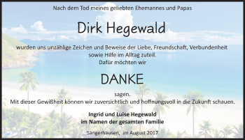 Traueranzeige von Dirk Hegewald von Mitteldeutsche Zeitung Sangerhausen