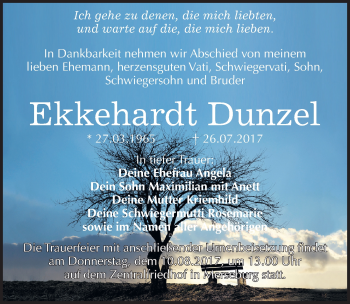 Traueranzeige von Ekkehardt Dunzel von Mitteldeutsche Zeitung Merseburg/Querfurt