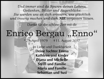Traueranzeige von Enrico Bergau von Mitteldeutsche Zeitung Quedlinburg