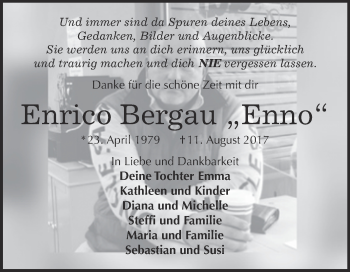 Traueranzeige von Enrico Bergau von Super Sonntag Quedlinburg