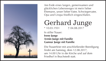 Traueranzeige von Gerhard Junge von Mitteldeutsche Zeitung Bitterfeld