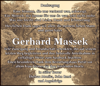 Traueranzeige von Gerhard Massek von Mitteldeutsche Zeitung Bitterfeld