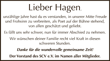 Traueranzeige von Hagen Zubrodt von WVG - Wochenspiegel NMB / WSF / ZTZ