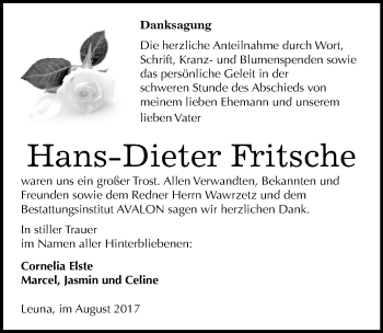 Traueranzeige von Hans-Dieter Fritsche von Mitteldeutsche Zeitung Merseburg/Querfurt