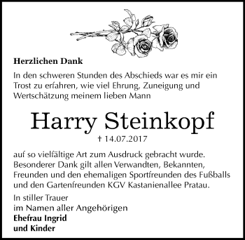 Traueranzeige von Harry Steinkopf von Mitteldeutsche Zeitung Wittenberg