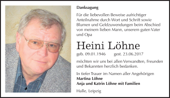Traueranzeige von Heini Löhne von Mitteldeutsche Zeitung