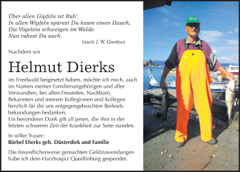 Traueranzeige von Helmut Dierks von Mitteldeutsche Zeitung Quedlinburg